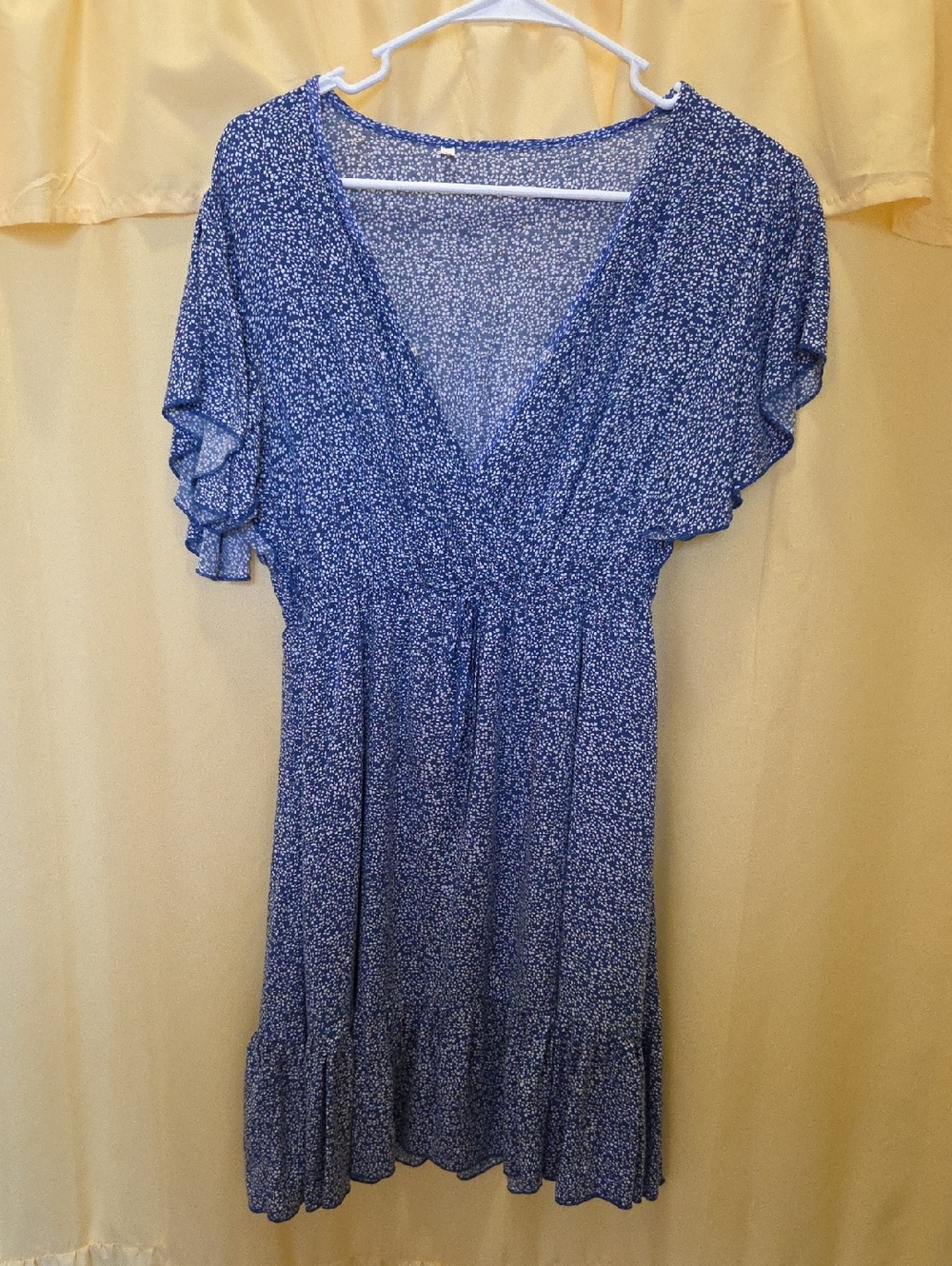 Blue Floral V-Neck Women’s Dress